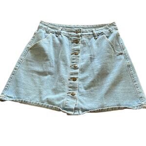 SHEIN Size L Button Front Denim Jeans Skirt Mini